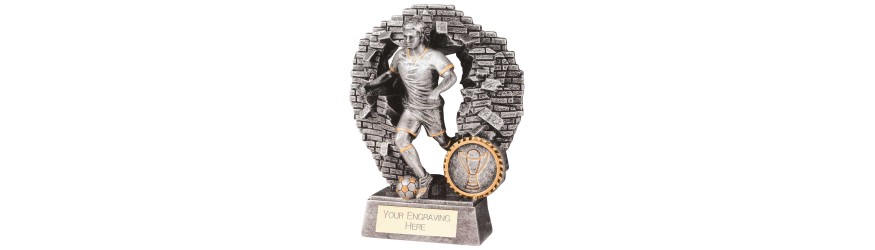 BLAST OUT MALE FOOTBALL RESIN TROPHY 5 SIZES 11CM - 23CM BLAST OUT MALE FOOTBALL RESIN TROPHY 5 SIZES 11CM - 23CM